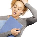 Woman with exasperated, panicked expression